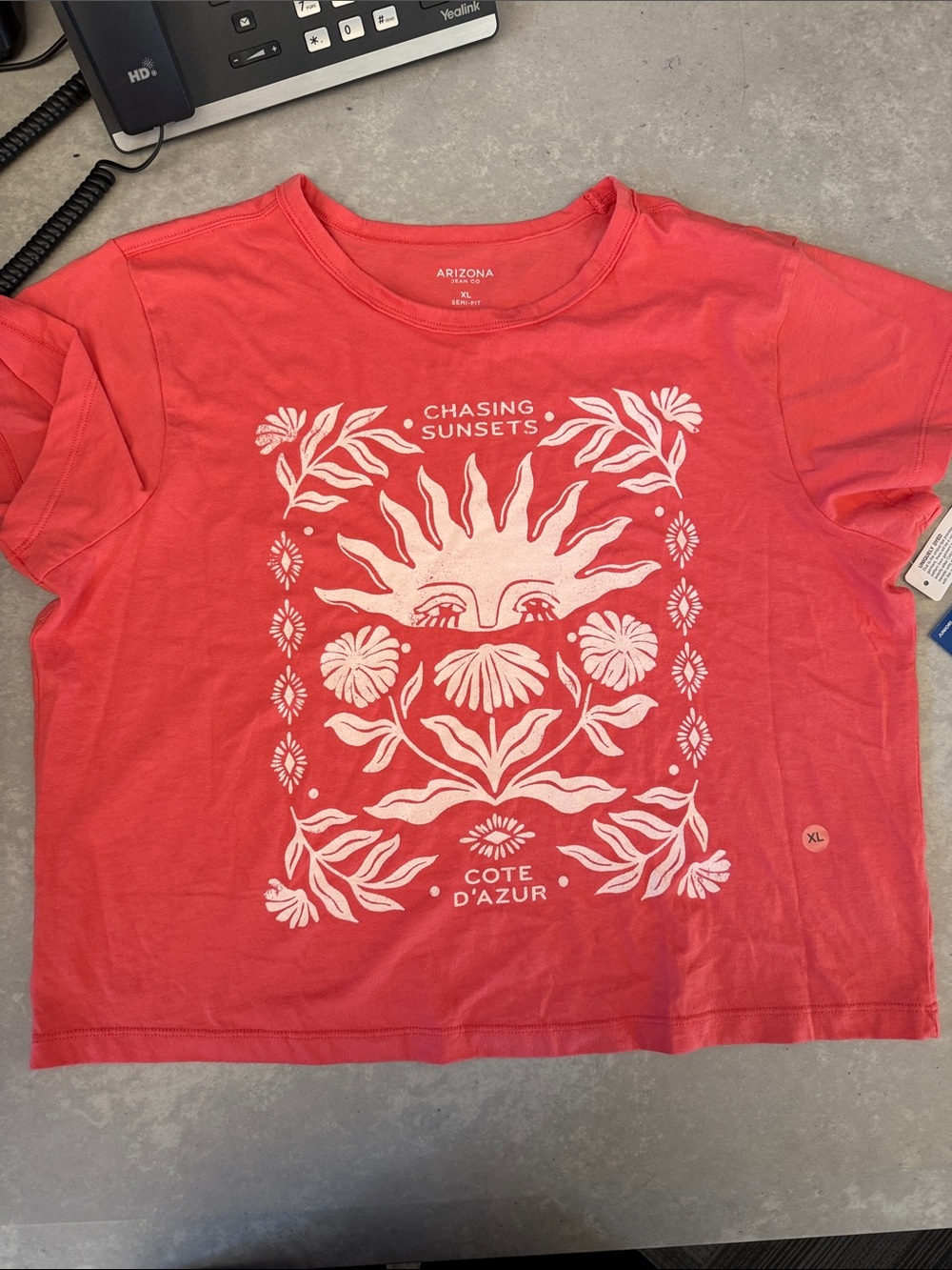Arizona Jean Company Coral-Red 'Chasing Sunsets' Graphic Tee